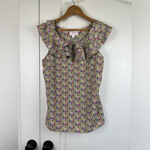 Liberty of London X Target Blouse Size Medium Ruffle Ditzy Floral Sleeveless